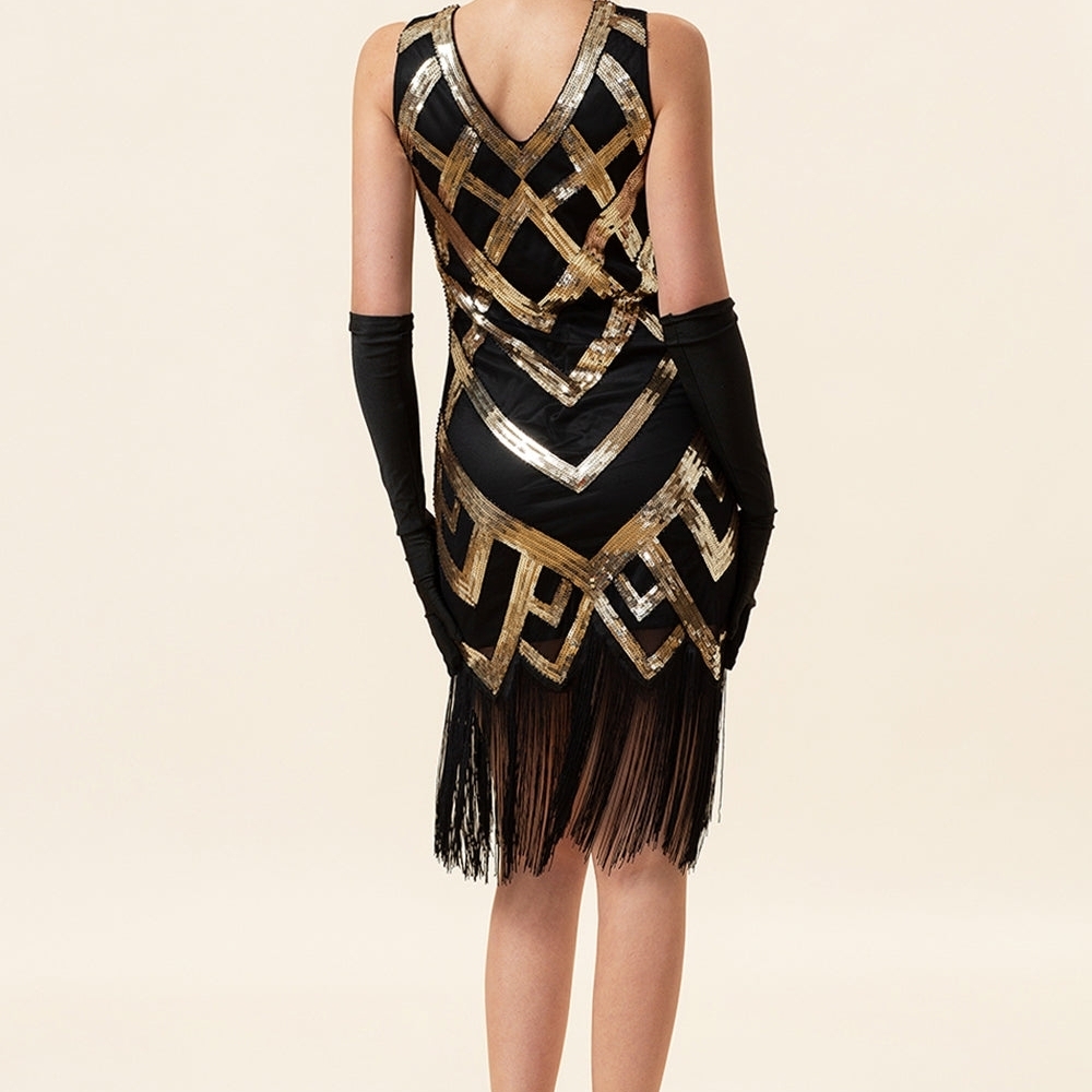Glamorous Black and Gold Fringe Mini Dress - Picture 2 of 14